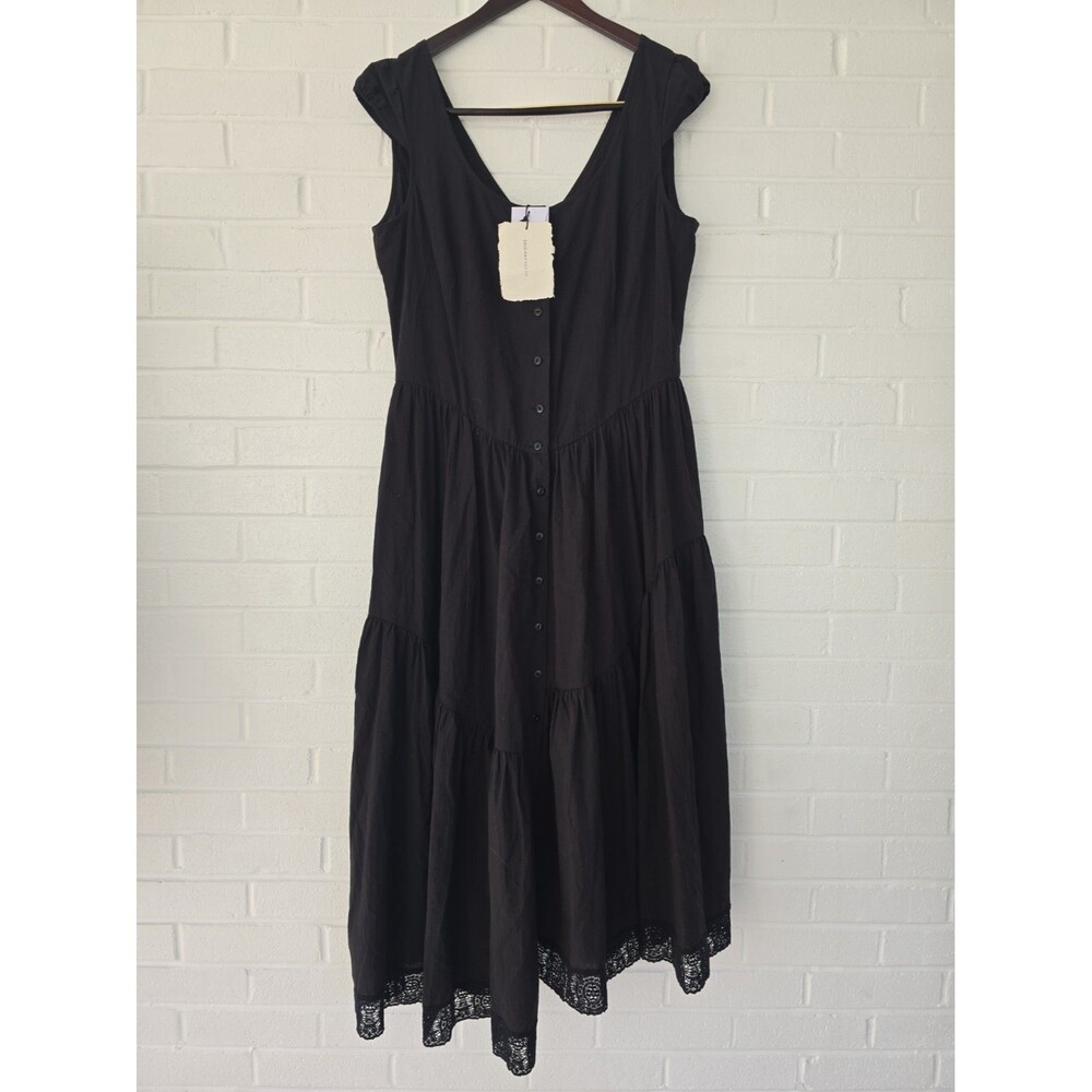 Of Her Own Kind Black Claudette Asymmetrical  Dress Size XL Organic Cotton